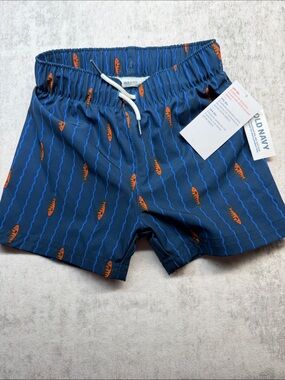 Old Navy Toddler 18-24 mo. Navy Swim Trunks with Orange Fish Print
